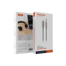Porodo AUX To Type C LED Light Cable PD-CBL0029-GY-C