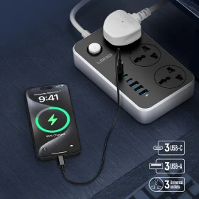 LDNIO SC3604C Power Strip – 3 AC Outlets & 6 USB Ports