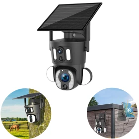 4K Solar Security Camera with 4G Data Chip - 2 Lens Fixed and Movable