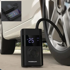 Powerology Ultra Portable Air Compressor Power Bank - Black