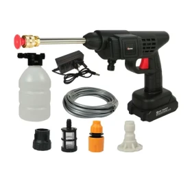 KRAWN Cordless High-Pressure Washer Gun, Rechargeable Lithium Battery, 5 M Water Pipe, 3 Nozzles (0°, 40°, Foam Spray), Portable Cleaning Tool for Car, Bike, Patio & Garden Use KW-41220