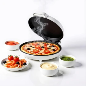 DLC Countertop Pizza Maker, Non-Stick Coating, 30Cm Plate, Adjustable Temperature Control, Compact & Sleek Design, 1500W Power Fast Heating Oven