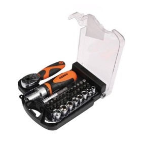 Kendo 35Pcs Bits & Sockets Set - 20548  Repair Tool Kit: Ratchet Torque Wrench, Spanner, Screwdriver, Socket Set Combo - Perfect For Bicycle & Auto Repairing!