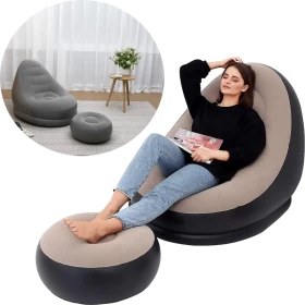 Inflatable Flocking Single Sofa With Footrest