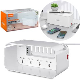 Management Power Strip Box - Three USB Ports - Five Outlets