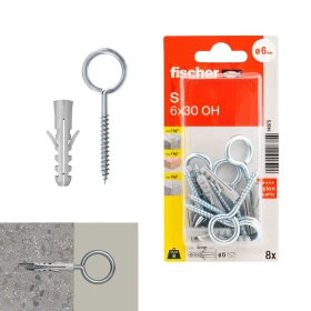 فيشر بليستر S-6 HCK سدادة + خطاف عين 8 قطع