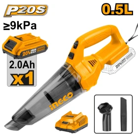 INGCO P20S Cordless Car Vacuum Cleaner – Powerful 9kPa Suction with Battery & Charger