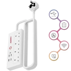 Smart Power Strip With With 4 Power Sockets 4 USB Ports And 20W PD Port