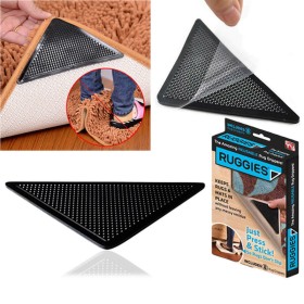 Ruggies 4-Pack Non-Slip Rug And Mat Rubber Grip