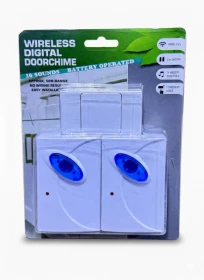 جرس باب لاسلكي رقمي بـ 16 نغمة ومدى 50 متر – طقم زرّين