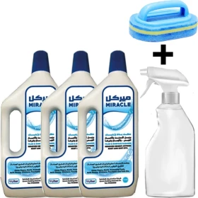 3PC Floor Cleaner Miracle + Spray Bottle + Hard Sponge