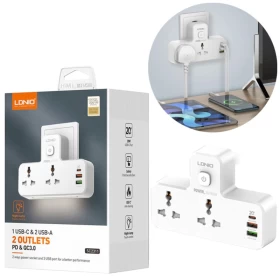 Universal Power Socket - Two Sockets - Two Usb One Type-C
