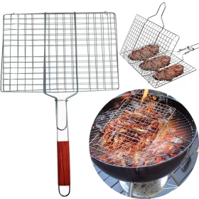 Barbecue Grill Basket With Wooden Handle