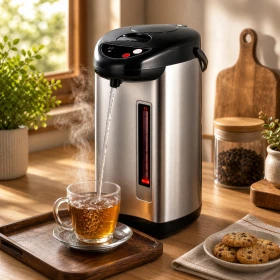 Electric Thermo Pot Stainless Steel Hot Water Dispenser 5.0L With 3-Way Dispense System 890W