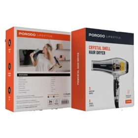 Porodo Lifestyle Crystal Shell Hair Dryer - Black PD-LFST106-BK