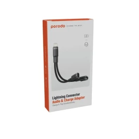 Porodo Lightning Connector Audio & Charge Adapter(0.12m) PD-LLJHCA-BK