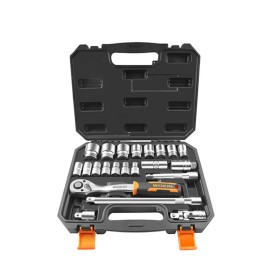 Wokin 22pcs 1.2 Inch Socket Wrench Set - 155222   Repair Tool Kit: Ratchet Torque Wrench, Spanner, Screwdriver, Socket Set Combo - Perfect For Bicycle & Auto Repairing!